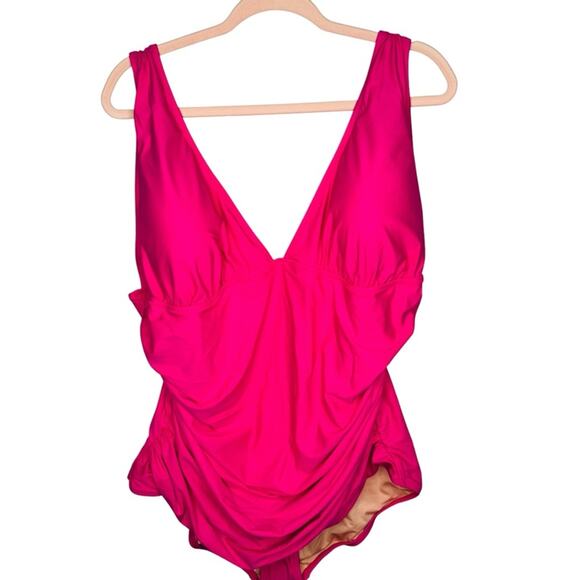 NWT J Crew Ruched One Piece Bathing Suit Swim Fuchsia Size 24 Plus - Picture 5 of 8